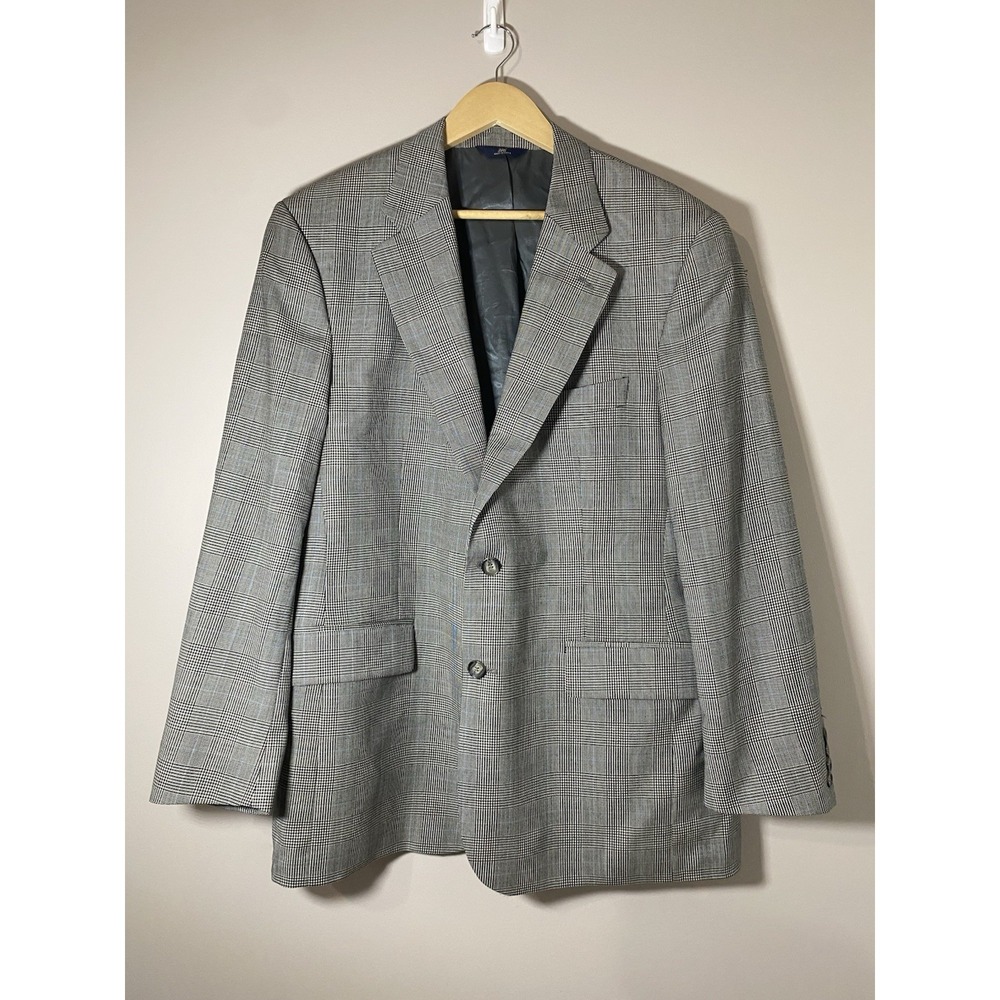 Brooks Brothers 346 Mens 43R Blazer Wool Cashmere Black Houndstooth Sport Coat